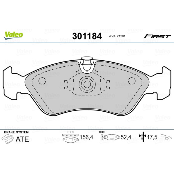 Слика на плочки VALEO FIRST 301184 за Opel Astra F Hatchback 1.4 - 82 коњи бензин