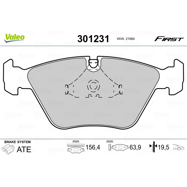 Слика на плочки VALEO FIRST 301231 за BMW 5 Touring E34 518 i - 115 коњи бензин