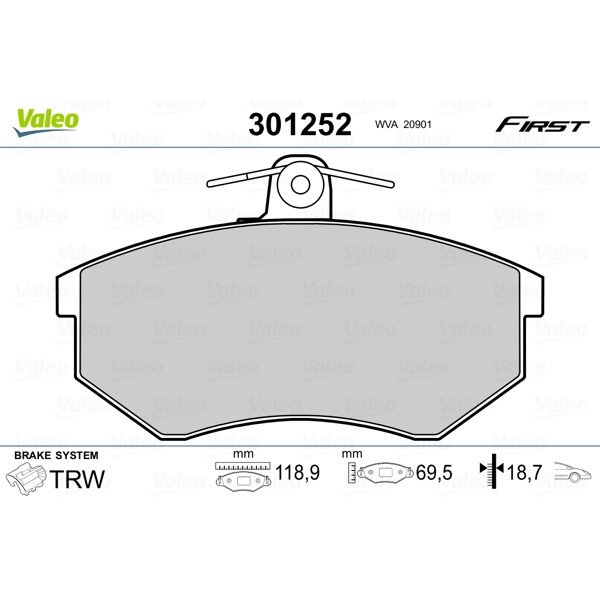 Слика на плочки VALEO FIRST 301252 за VW Golf 3 Variant (1H5) 1.8 Syncro - 90 коњи бензин