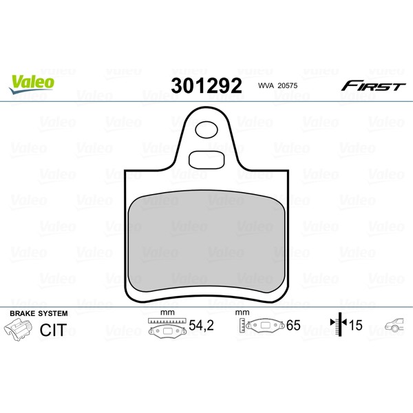 Слика на плочки VALEO FIRST 301292 за Citroen XM Y3 Hatchback 3.0 V6 24V - 200 коњи бензин