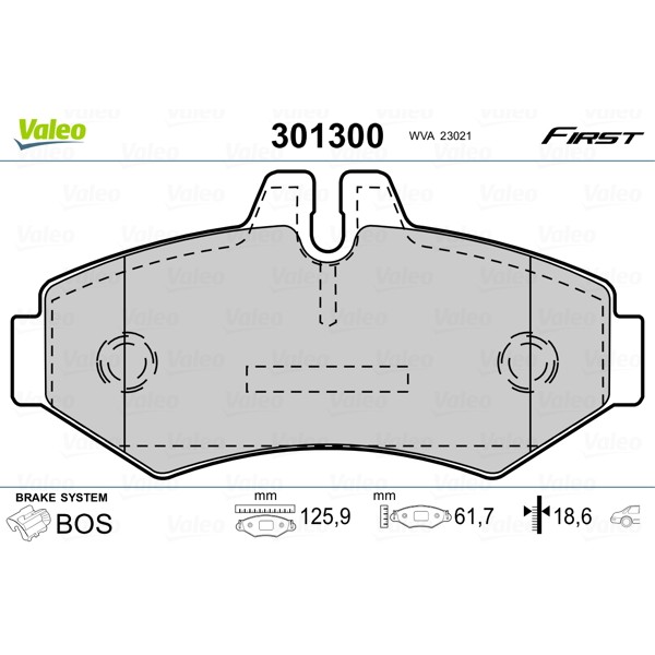 Слика на плочки VALEO FIRST 301300 за Mercedes Sprinter 2-t Bus (901,902) 213 CDI - 129 коњи дизел