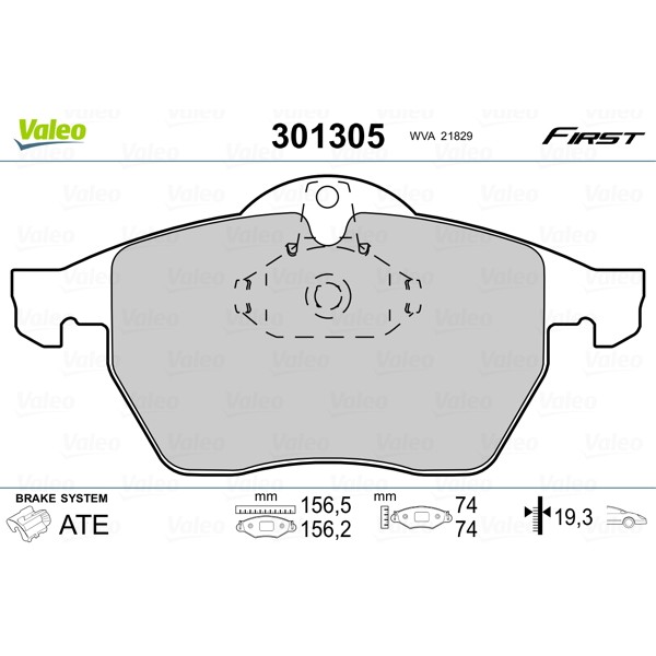 Слика на плочки VALEO FIRST 301305 за Opel Vectra B 2.0 DI 16V - 82 коњи дизел