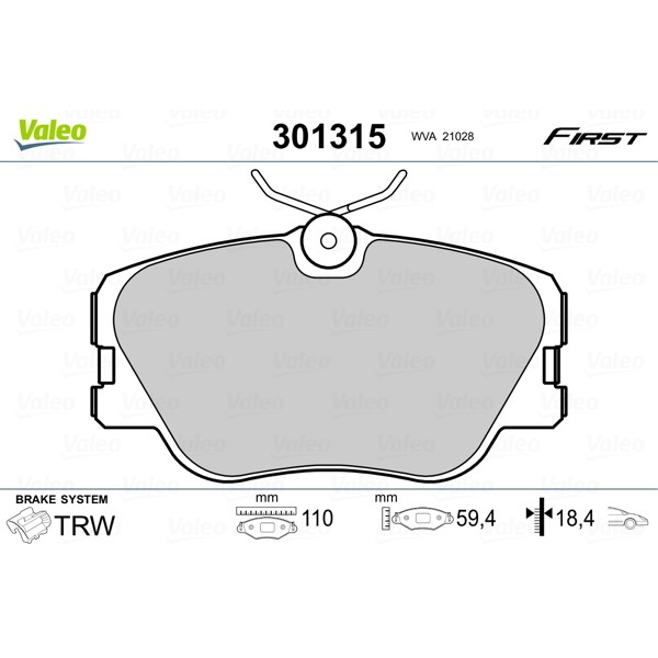 Слика на плочки VALEO FIRST 301315 за Mercedes E-class Saloon (w124) E 300 Turbo-D (124.133) - 147 коњи дизел