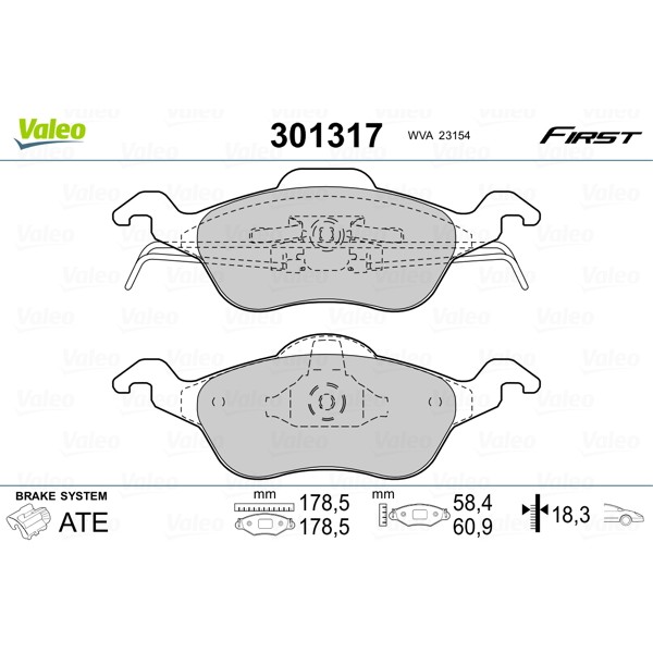 Слика на плочки VALEO FIRST 301317 за Ford Focus Clipper (dnw) 1.8 Turbo DI / TDDi - 90 коњи дизел