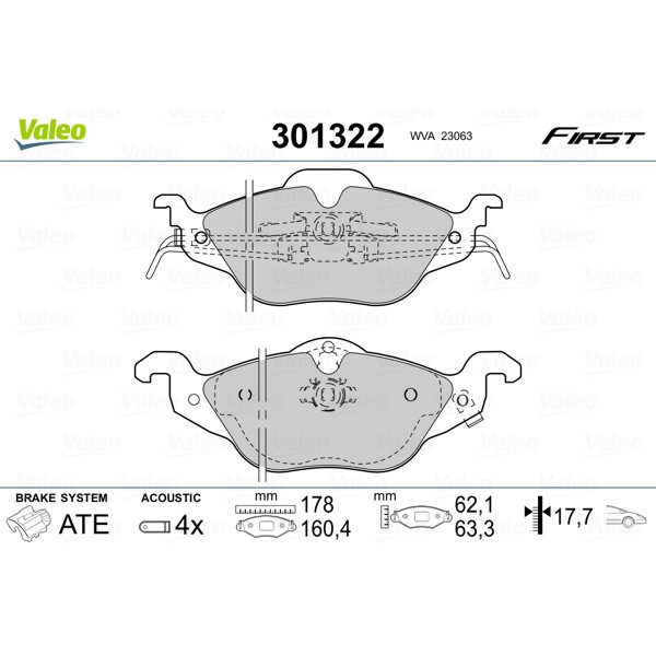 Слика на плочки VALEO FIRST 301322 за Opel Astra G Estate 1.6 - 84 коњи бензин