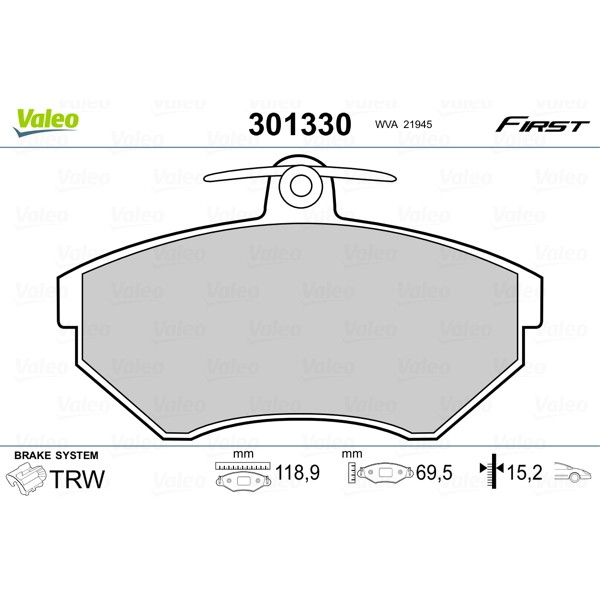 Слика на плочки VALEO FIRST 301330 за VW Caddy 2 Box (9K9A) 1.7 SDI - 57 коњи дизел