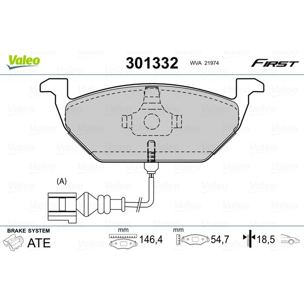 Слика на плочки VALEO FIRST 301332 за Skoda Octavia Estate (1U5) 1.6 - 102 коњи бензин