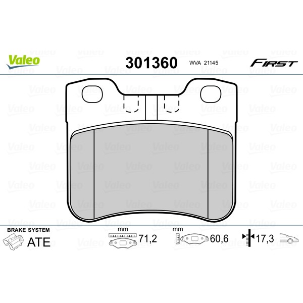 Слика на плочки VALEO FIRST 301360 за Citroen Saxo S0,S1 1.0 X - 45 коњи бензин