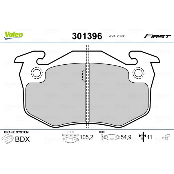 Слика на плочки VALEO FIRST 301396 за Citroen Saxo S0,S1 1.6 VTS - 118 коњи бензин