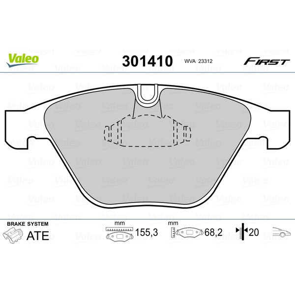 Слика на плочки VALEO FIRST 301410 за BMW 3 Coupe E92 330 i - 272 коњи бензин