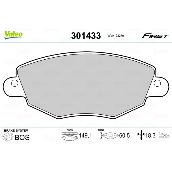 Слика на плочки VALEO FIRST 301433 за Ford Mondeo 3 Estate (BWY) 2.2 TDCi - 155 коњи дизел