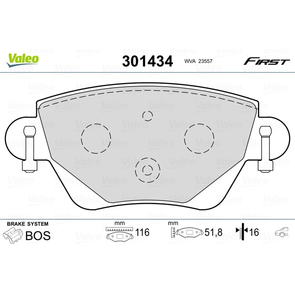 Слика на плочки VALEO FIRST 301434 за Ford Mondeo 3 Estate (BWY) 2.0 16V - 146 коњи бензин