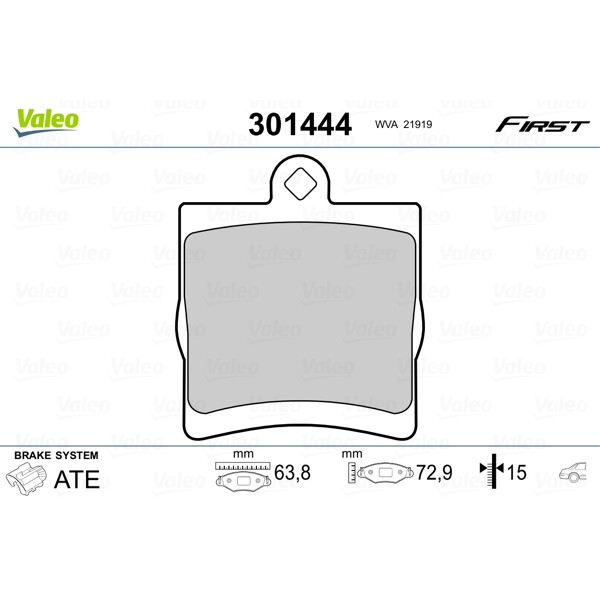 Слика на плочки VALEO FIRST 301444 за Mercedes C-class Estate (s202) C 220 T D (202.182) - 95 коњи дизел