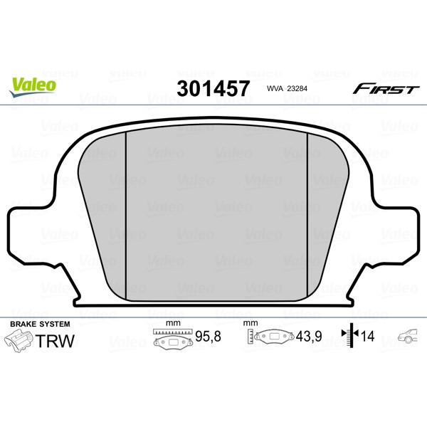 Слика на плочки VALEO FIRST 301457 за Opel Corsa C Box 1.3 CDTI 16V - 69 коњи дизел