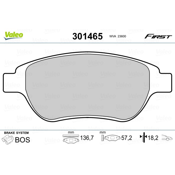 Слика на плочки VALEO FIRST 301465 за Citroen Xsara Coupe N0 2.0 HDi 109 - 109 коњи дизел