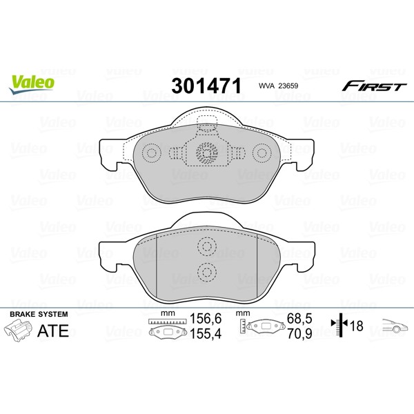 Слика на плочки VALEO FIRST 301471 за Renault Espace 4 (JK0) 2.0 dCi (JK03, JK04) - 173 коњи дизел