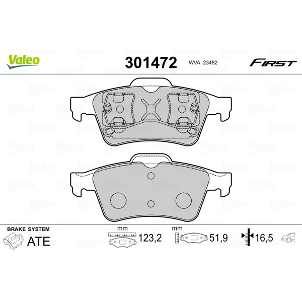 Слика на плочки VALEO FIRST 301472 за Nissan Primera Traveller (WP12) 2.0 - 140 коњи бензин