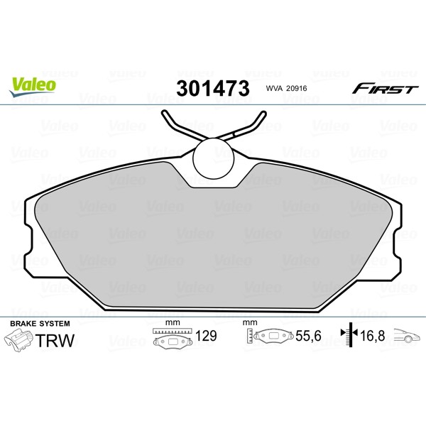 Слика на плочки VALEO FIRST 301473 за Renault Megane 1 (BA0-1) 1.9 dTi (BA08, BA0N) - 98 коњи дизел