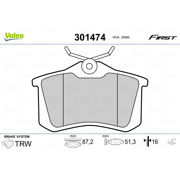 Слика на плочки VALEO FIRST 301474 за  Renault Espace 3 (JE0) 2.0 - 139 коњи бензин