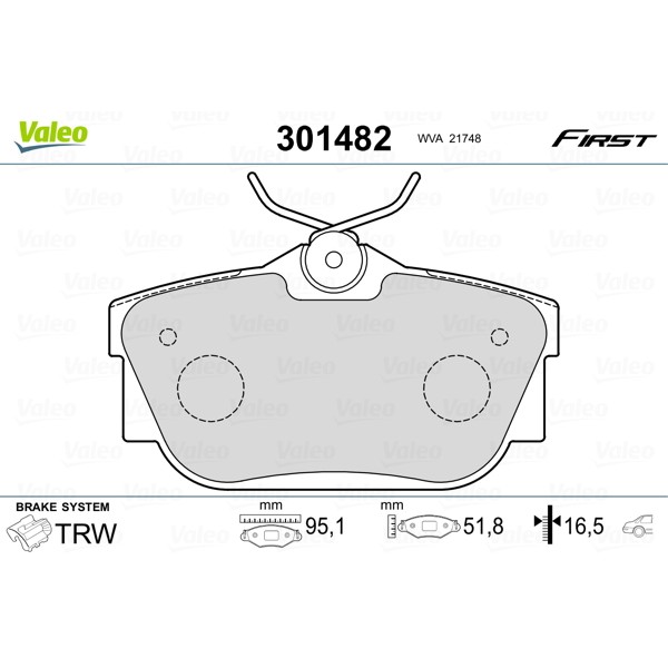 Слика на плочки VALEO FIRST 301482 за VW Transporter T4 Box 2.4 D Syncro - 78 коњи дизел