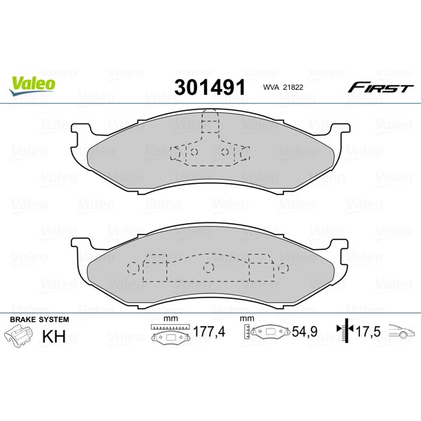 Слика на плочки VALEO FIRST 301491 за Jeep Cherokee (XJ) 2.5 i 4x4 - 122 коњи бензин