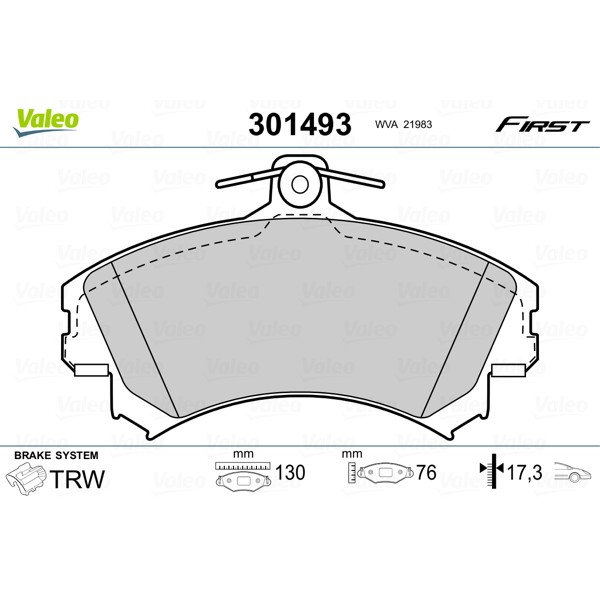 Слика на плочки VALEO FIRST 301493 за Mitsubishi Carisma (DA) Hatchback 1.6 (DA1A) - 103 коњи бензин