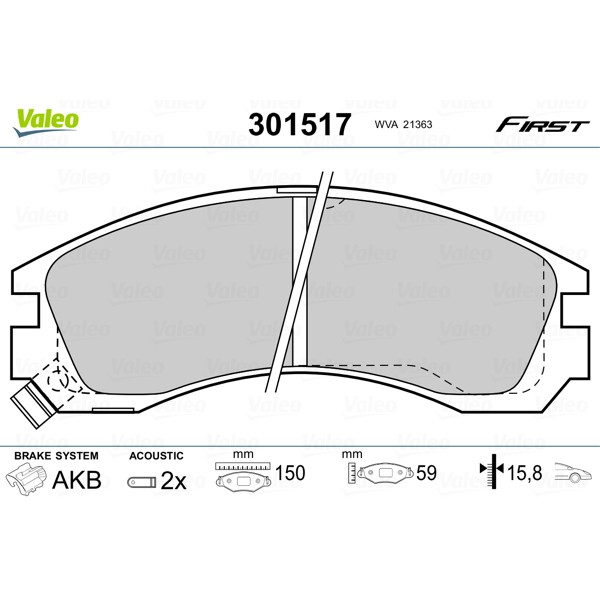 Слика на плочки VALEO FIRST 301517 за Mitsubishi Montero Sport (K90) V6 (K96W) - 177 коњи бензин