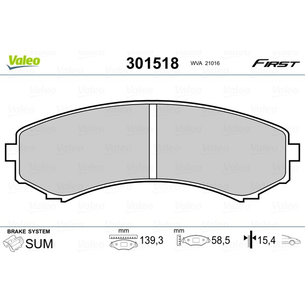 Слика на плочки VALEO FIRST 301518 за Mitsubishi Montero 4 (V80,V90) 3.2 TD 4x4 (V98W, V88W) - 200 коњи дизел