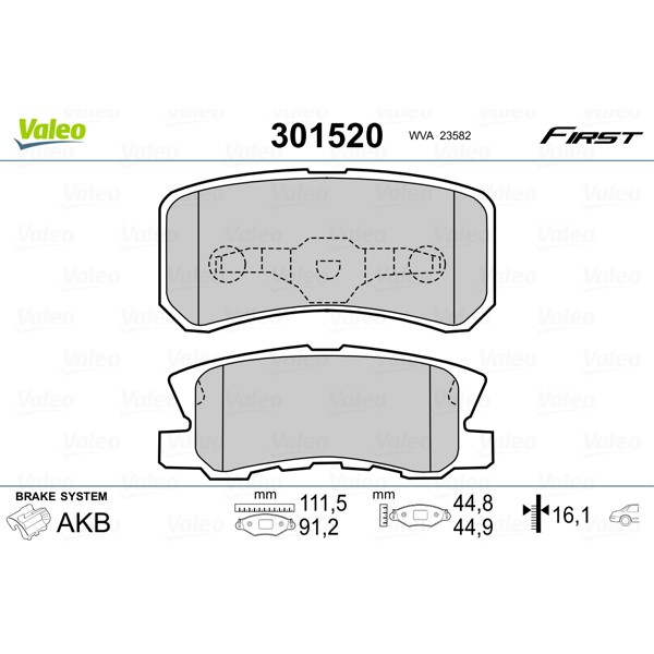 Слика на плочки VALEO FIRST 301520 за Mitsubishi Montero 4 (V80,V90) 3.2 TD 4x4 (V98W, V88W) - 200 коњи дизел