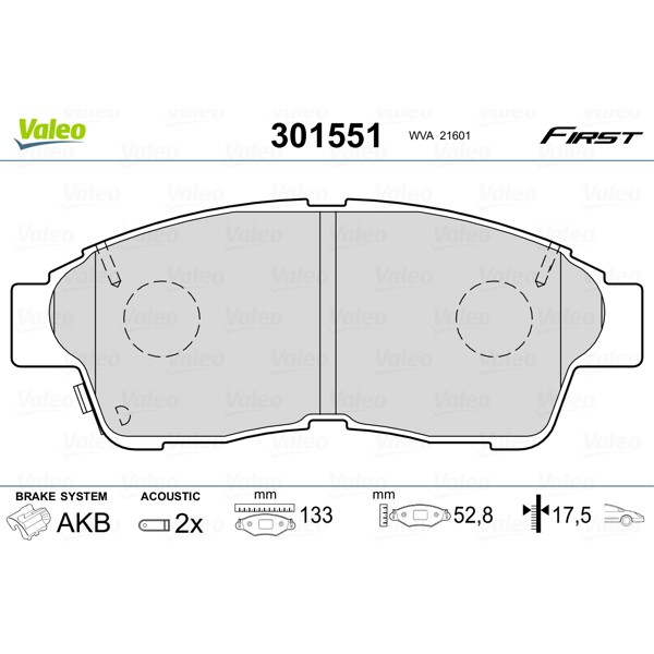 Слика на плочки VALEO FIRST 301551 за Toyota RAV4 Cabrio (SXA1) 2.0 16V 4WD - 129 коњи бензин