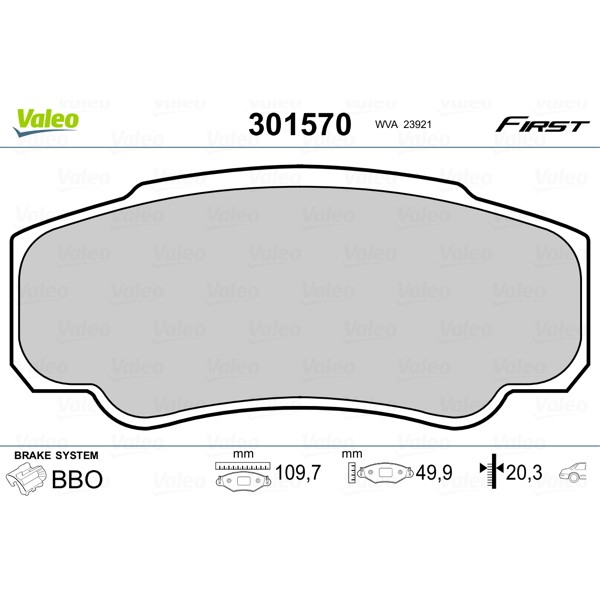 Слика на плочки VALEO FIRST 301570 за Fiat Ducato Platform 230 2.8 JTD - 128 коњи дизел