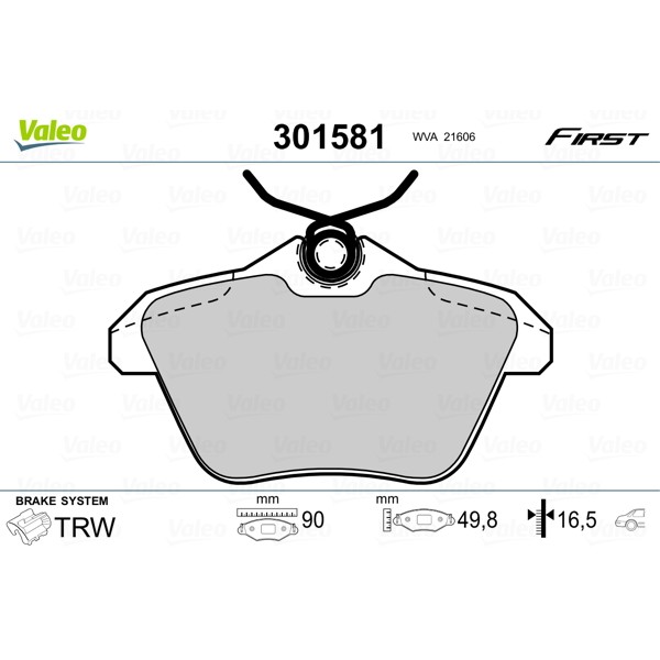 Слика на плочки VALEO FIRST 301581 за Alfa Romeo 164 Sedan 3.0 24V Q4 (164.K1M, 164.K1C) - 231 коњи бензин