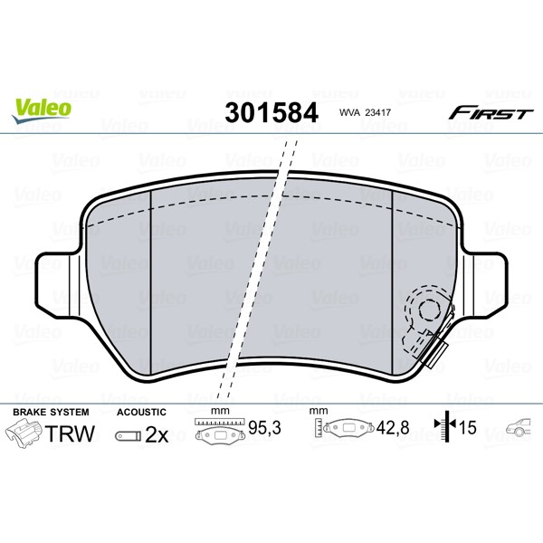 Слика на плочки VALEO FIRST 301584 за Opel Astra G Estate 1.6 - 84 коњи бензин