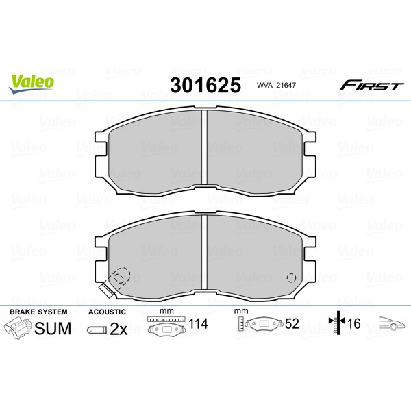 Слика на плочки VALEO FIRST 301625 за Mitsubishi Chariot (N3 W,N4 W) 1.8  (N31W) - 122 коњи бензин