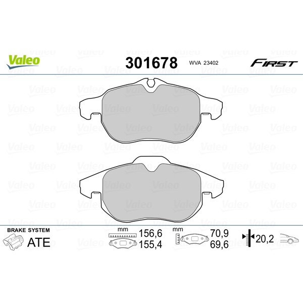 Слика на плочки VALEO FIRST 301678 за Fiat Croma 194 1.9 D Multijet - 120 коњи дизел