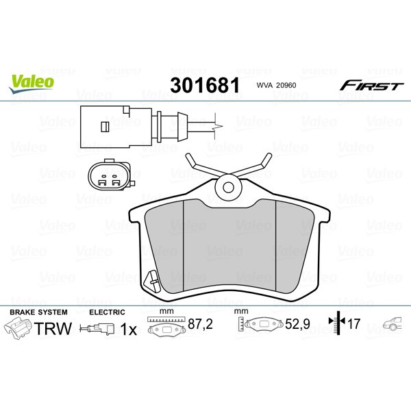 Слика на плочки VALEO FIRST 301681 за Ford Mondeo 3 (B5Y) ST220 - 226 коњи бензин