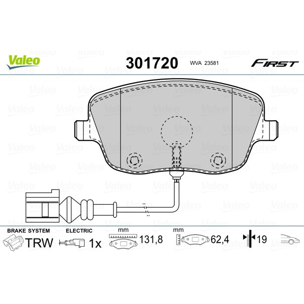 Слика на плочки VALEO FIRST 301720 за Skoda Fabia Hatchback (6Y2) 2.0 - 116 коњи бензин