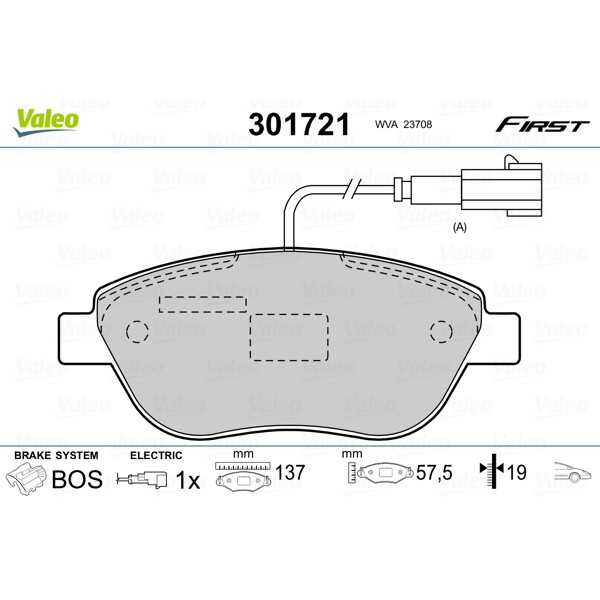 Слика на плочки VALEO FIRST 301721 за Fiat Doblo Cargo Platform 263 1.3 D Multijet - 90 коњи дизел