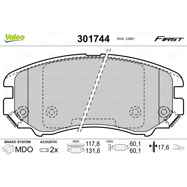 Слика на плочки VALEO FIRST 301744 за Hyundai Coupe (GK) 2.0 GLS - 143 коњи бензин