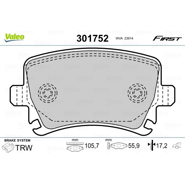 Слика на плочки VALEO FIRST 301752 за Audi A6 Allroad (4FH, C6) 3.2 FSI quattro - 255 коњи бензин