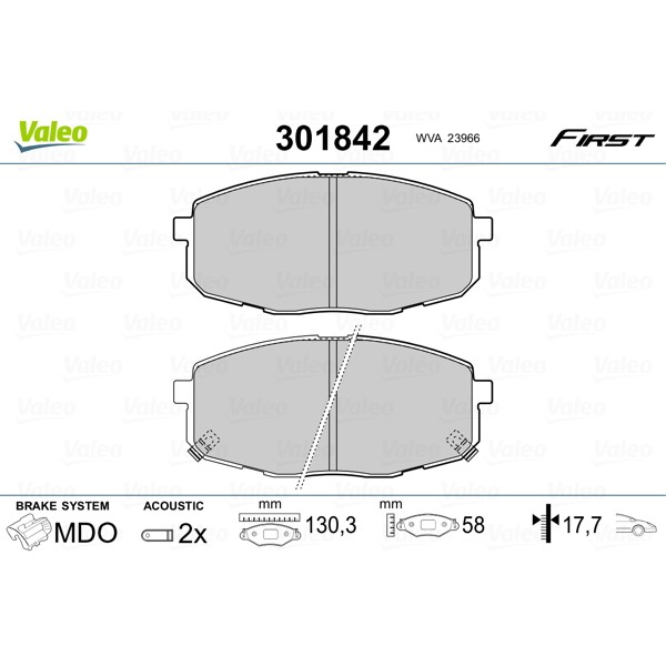 Слика на плочки VALEO FIRST 301842 за Kia Pro Cee\'d (ED) 1.6 CVVT - 125 коњи бензин