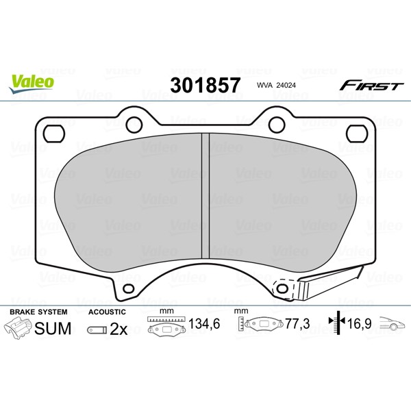 Слика на плочки VALEO FIRST 301857 за Mitsubishi Montero 4 (V80,V90) DI-D (V88W, V98W) - 170 коњи дизел