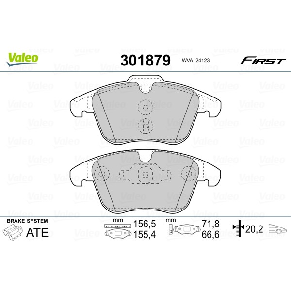 Слика на плочки VALEO FIRST 301879 за Ford Mondeo 4 2.0 Flexifuel - 145 коњи Бензин/Етанол