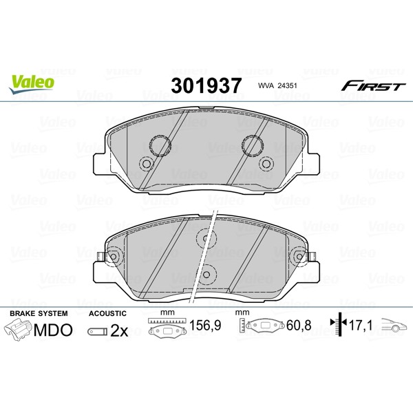 Слика на Плочки VALEO FIRST 301937