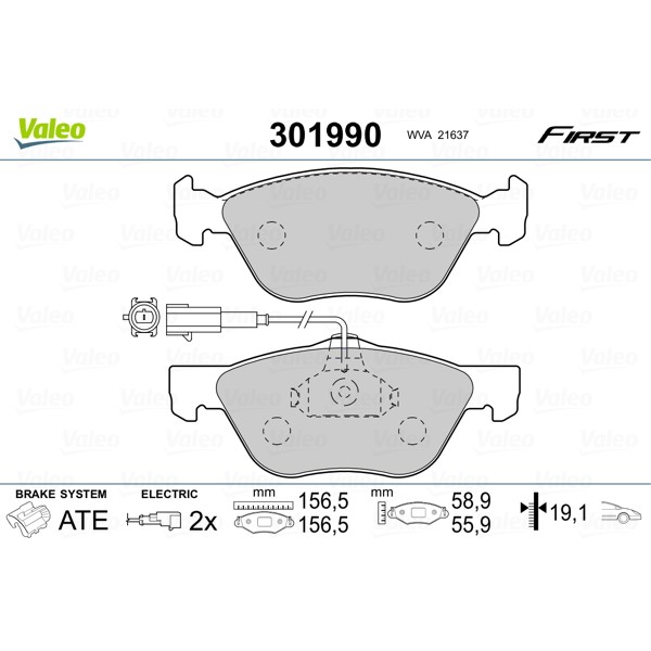 Слика на плочки VALEO FIRST 301990 за Alfa Romeo 147 (937) Hatchback 1.9 JTDM 16V - 170 коњи дизел