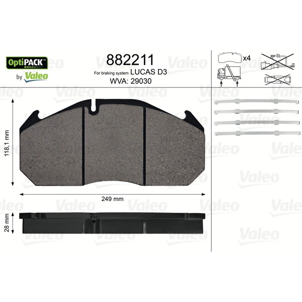 Слика на плочки VALEO OPTIPACK 882211 за камион MAN E 2000 28.460 FVAS - 460 коњи дизел