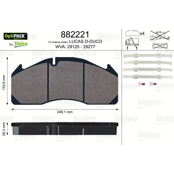 Слика на плочки VALEO OPTIPACK 882221 за камион Volvo FH 12/460 - 460 коњи дизел