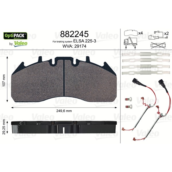 Слика на плочки VALEO OPTIPACK 882245 за камион Renault K Series 480T MEDIUM, 480T HEAVY - 480 коњи дизел