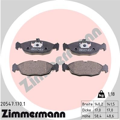 Слика на плочки ZIMMERMANN 20547.170.1 за Opel Corsa A TR 1.0 - 45 коњи бензин