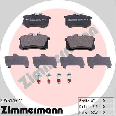 Слика на плочки ZIMMERMANN 20961.152.1 за Audi A4 Sedan (8EC, B7) 3.0 TDI quattro - 204 коњи дизел